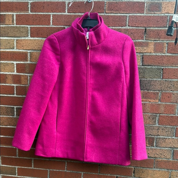 J. Crew Pink Trench Coat Vibrant Structured Wool-Blend - Picture 5 of 5